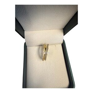 NEARLAND 14K Gold Plated Hoop Earrings 
Cubic Zirconia Women's Ring